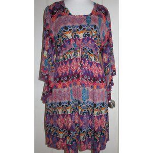 KLOZLYNE Multi Color Red Black Blue Orange BoHo Gypsy Style Dress Size Medium